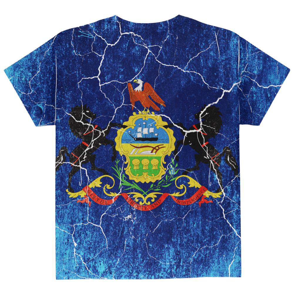 Pennsylvania Vintage Distressed State Flag All Over Youth T Shirt Youth T-Shirts Old Glory   