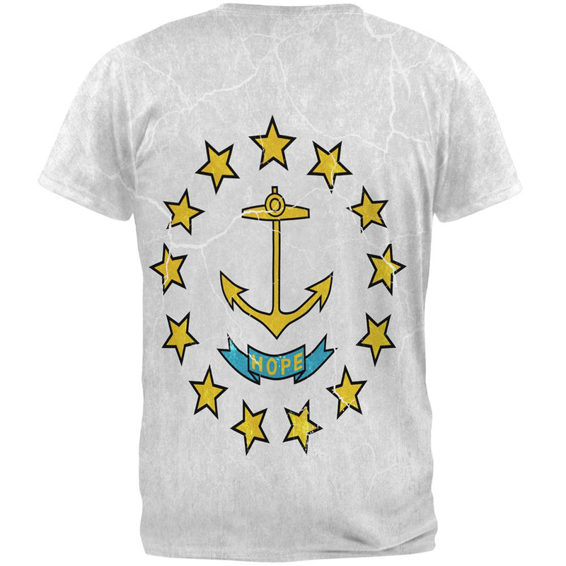 Rhode Island Vintage Distressed State Flag All Over Mens T Shirt Men's T-Shirts Old Glory   