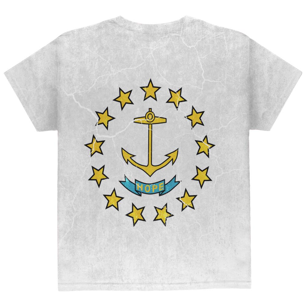 Rhode Island Vintage Distressed State Flag All Over Youth T Shirt Youth T-Shirts Old Glory   