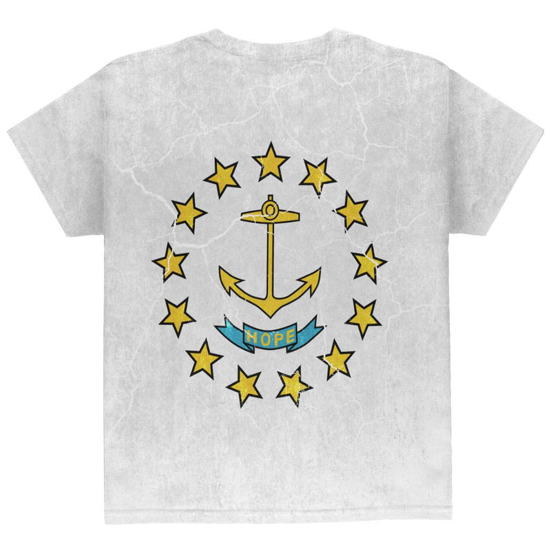 Rhode Island Vintage Distressed State Flag All Over Youth T Shirt Youth T-Shirts Old Glory   