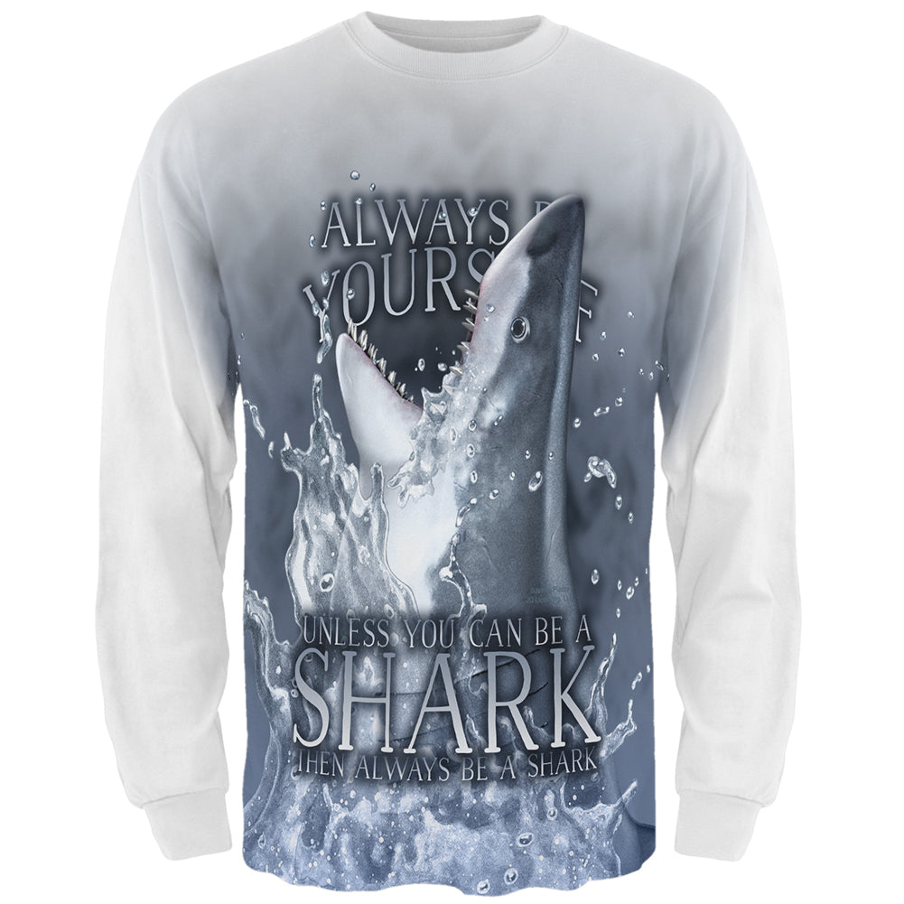 Always Be Yourself Unless Great White Shark All Over Mens Long Sleeve T Shirt Men's Long Sleeves Old Glory 2XL Multi 