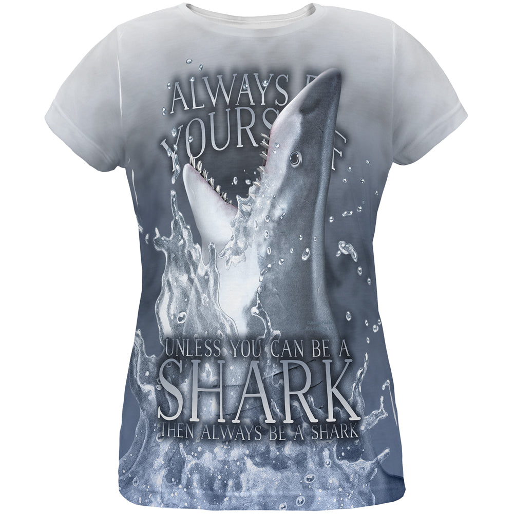 Always Be Yourself Unless Great White Shark All Over Womens T Shirt Women's T-Shirts Old Glory LG Multi 