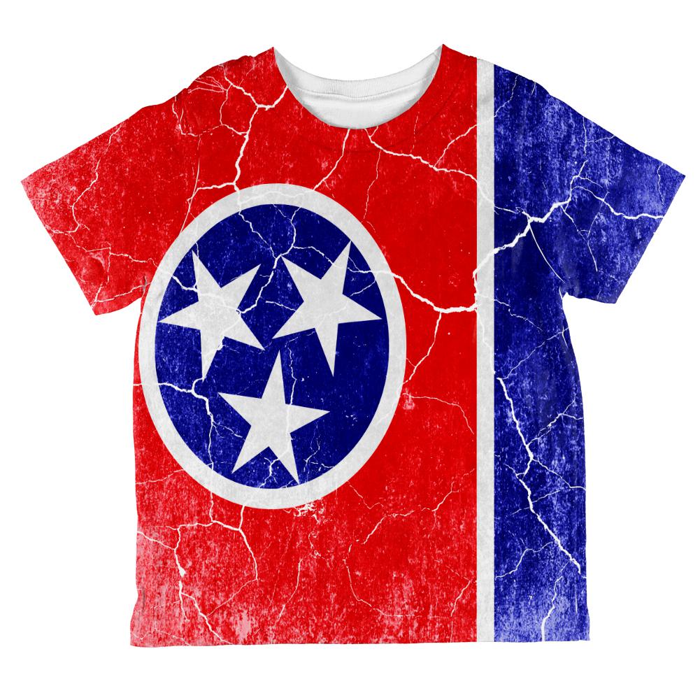 Tennessee Vintage Distressed State Flag All Over Toddler T Shirt Toddler T-Shirts Old Glory 2T Multi 