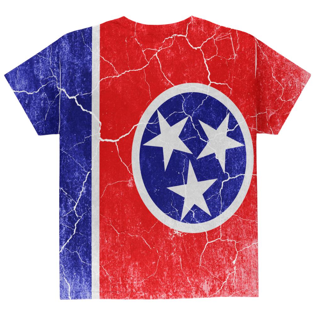 Tennessee Vintage Distressed State Flag All Over Youth T Shirt Youth T-Shirts Old Glory   