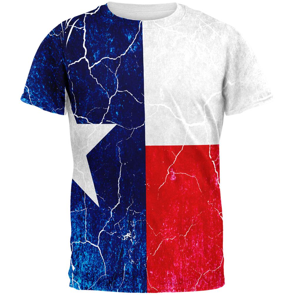 Texas Vintage Distressed State Flag All Over Mens T Shirt Men's T-Shirts Old Glory 2XL Multi 