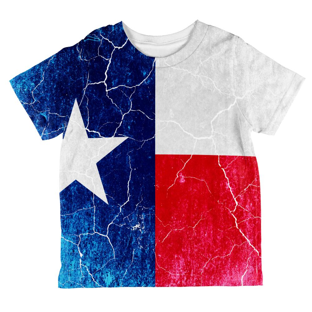 Texas Vintage Distressed State Flag All Over Toddler T Shirt Toddler T-Shirts Old Glory 2T Multi 