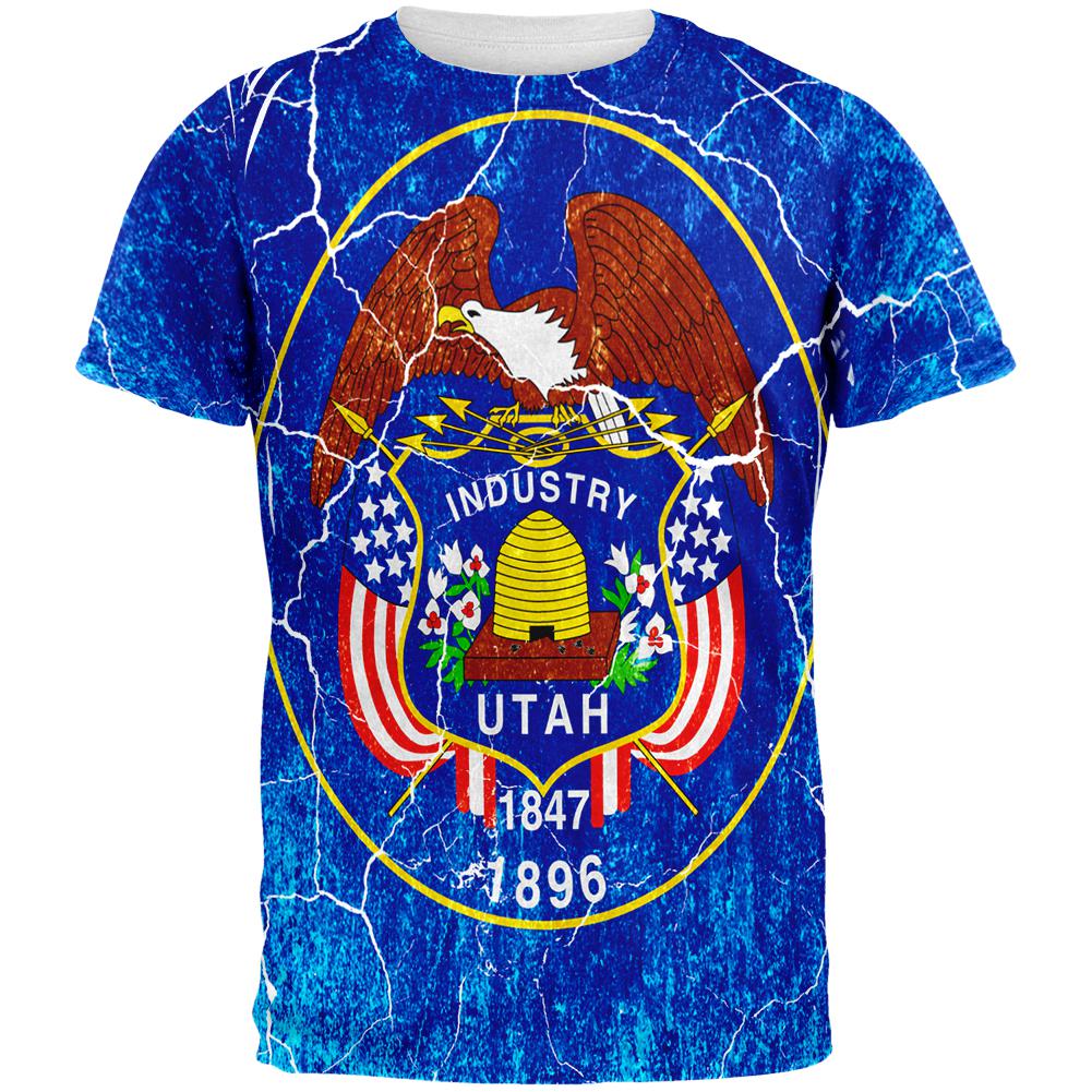 Utah Vintage Distressed State Flag All Over Mens T Shirt Men's T-Shirts Old Glory 2XL Multi 