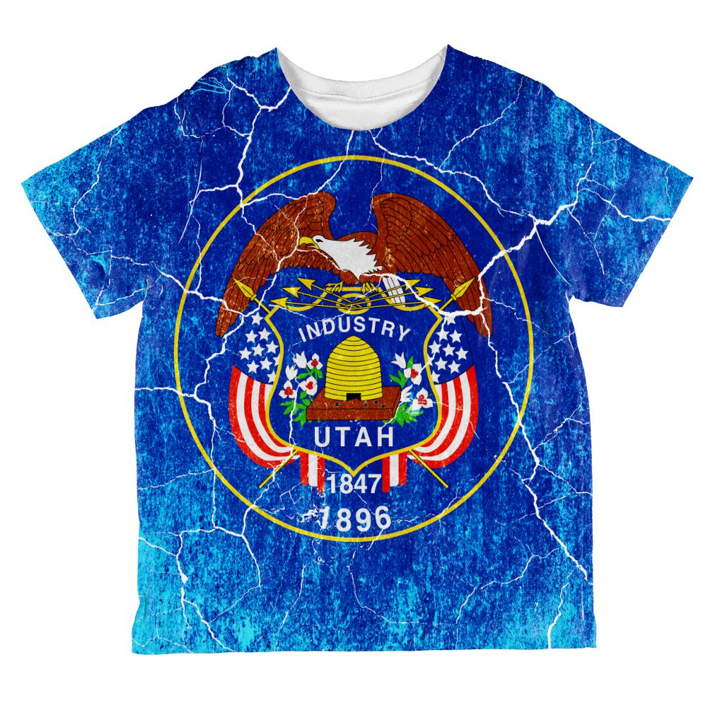 Utah Vintage Distressed State Flag All Over Toddler T Shirt Toddler T-Shirts Old Glory 2T Multi 