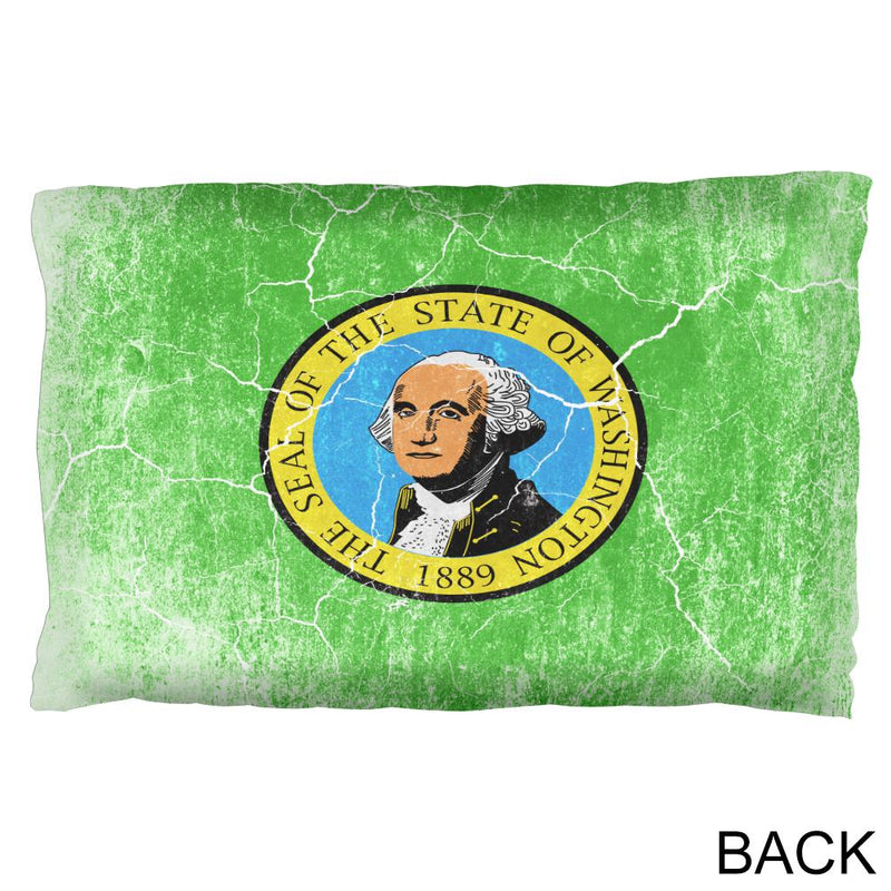 Washington Vintage Distressed State Flag Pillowcase Pillowcases Old Glory   