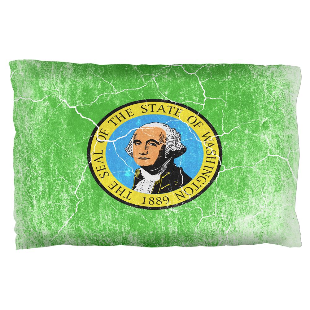 Washington Vintage Distressed State Flag Pillowcase Pillowcases Old Glory OS Multi 