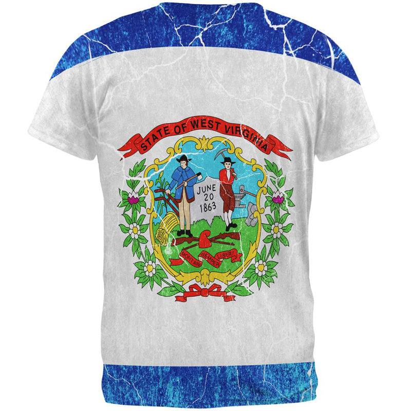 West Virginia Vintage Distressed State Flag All Over Mens T Shirt Men's T-Shirts Old Glory   