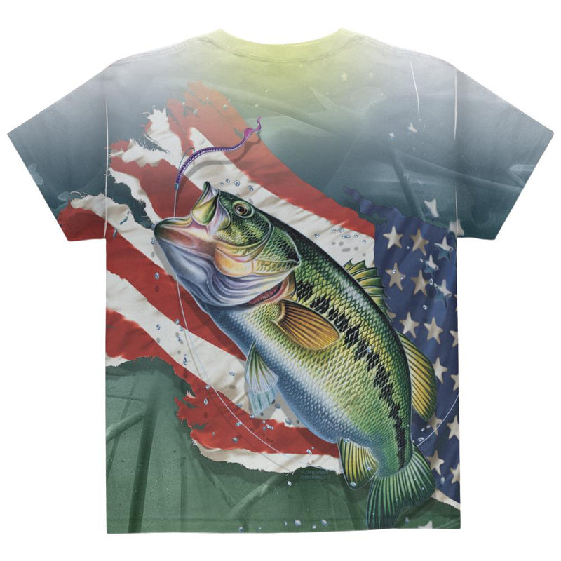 4th of July Always Be Yourself American Fishing All Over Youth T Shirt Youth T-Shirts Old Glory   