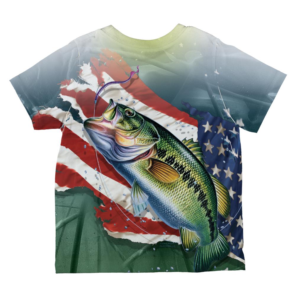 4th of July Always Be Yourself American Fishing All Over Toddler T Shirt Toddler T-Shirts Old Glory   