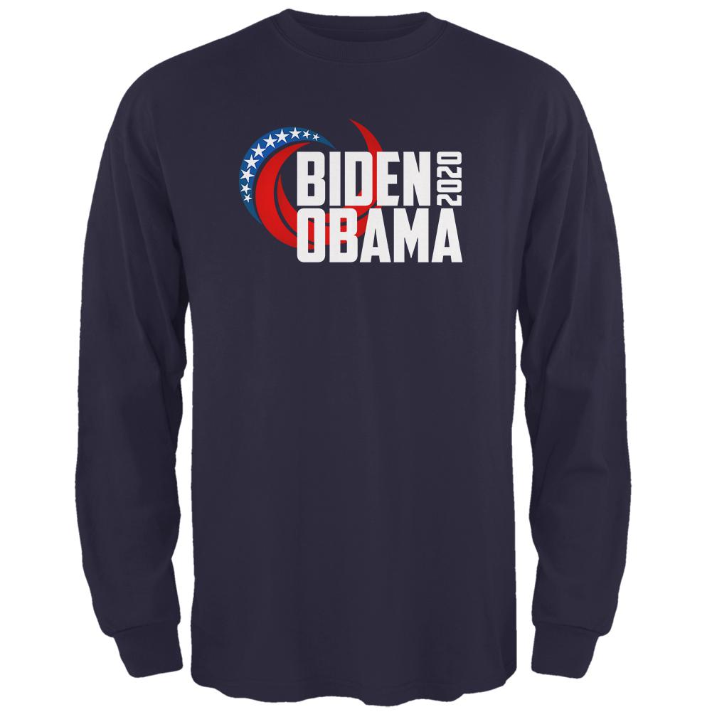 Presidential Election 2020 Biden Obama Swoosh Mens Long Sleeve T Shirt Men's Long Sleeves Old Glory SM Navy 