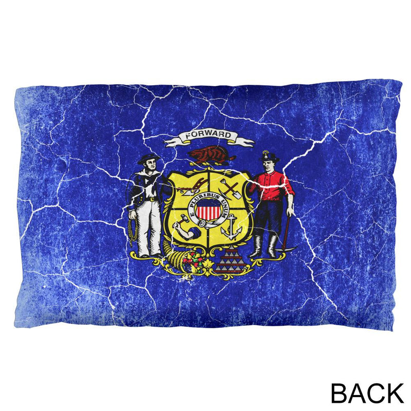 Wisconsin Vintage Distressed State Flag Pillowcase Pillowcases Old Glory   