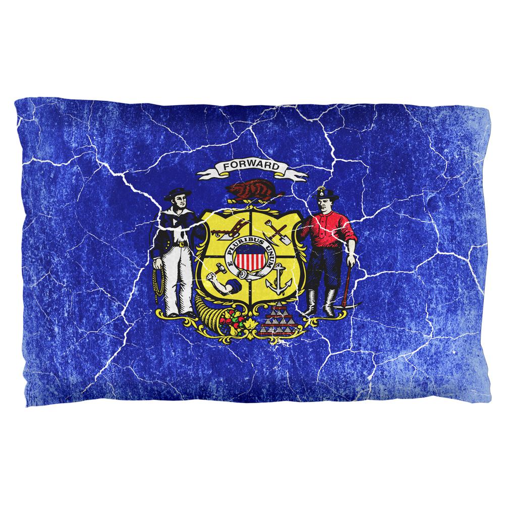 Wisconsin Vintage Distressed State Flag Pillowcase Pillowcases Old Glory OS  