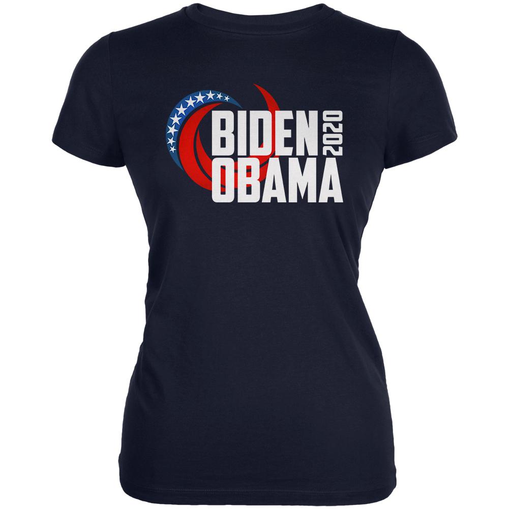 Presidential Election 2020 Biden Obama Swoosh Juniors Soft T Shirt Juniors T-Shirts Old Glory SM Navy 