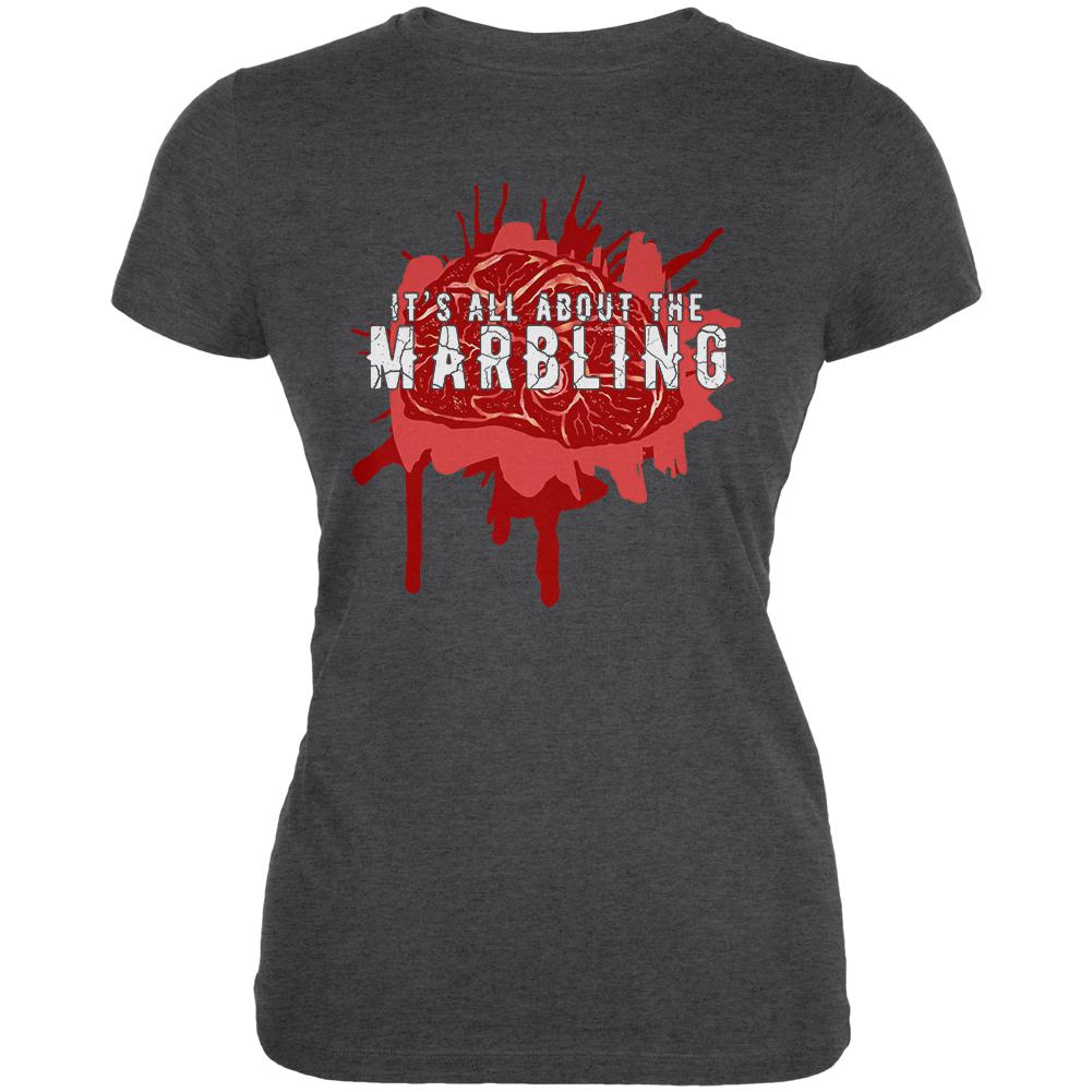 Steak All About the Marbling Juniors Soft T Shirt Juniors T-Shirts Old Glory 2XL Deep Heather 