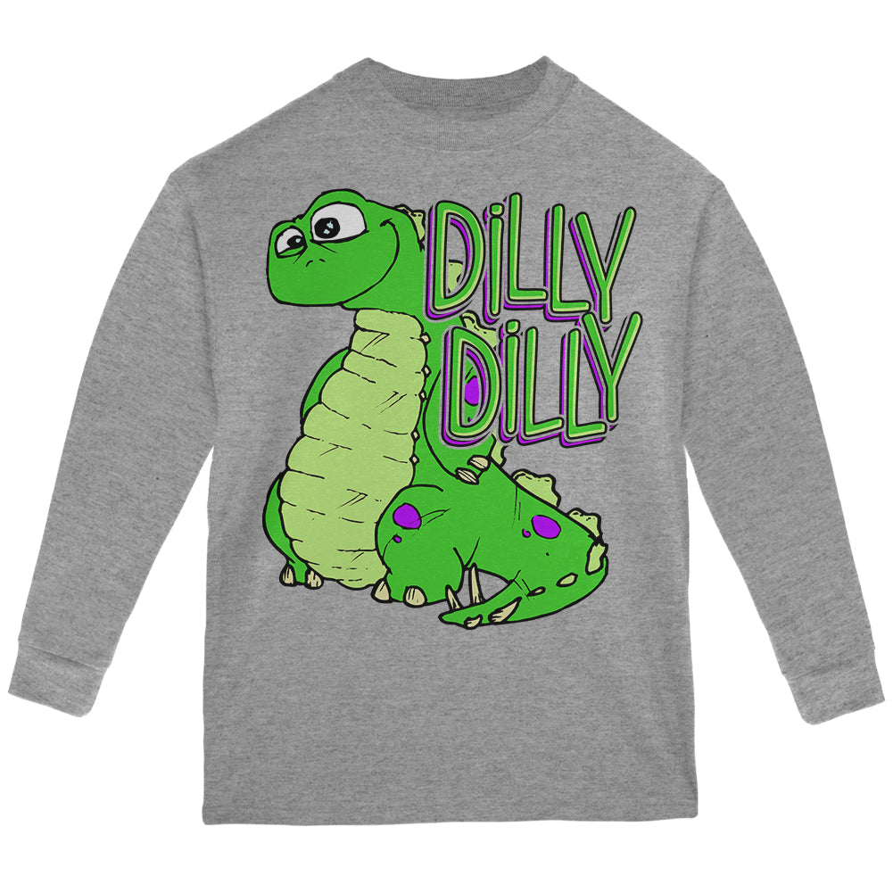 Dilly Dilly Dino Youth Long Sleeve T Shirt Youth Long Sleeves Old Glory YLG Grey 