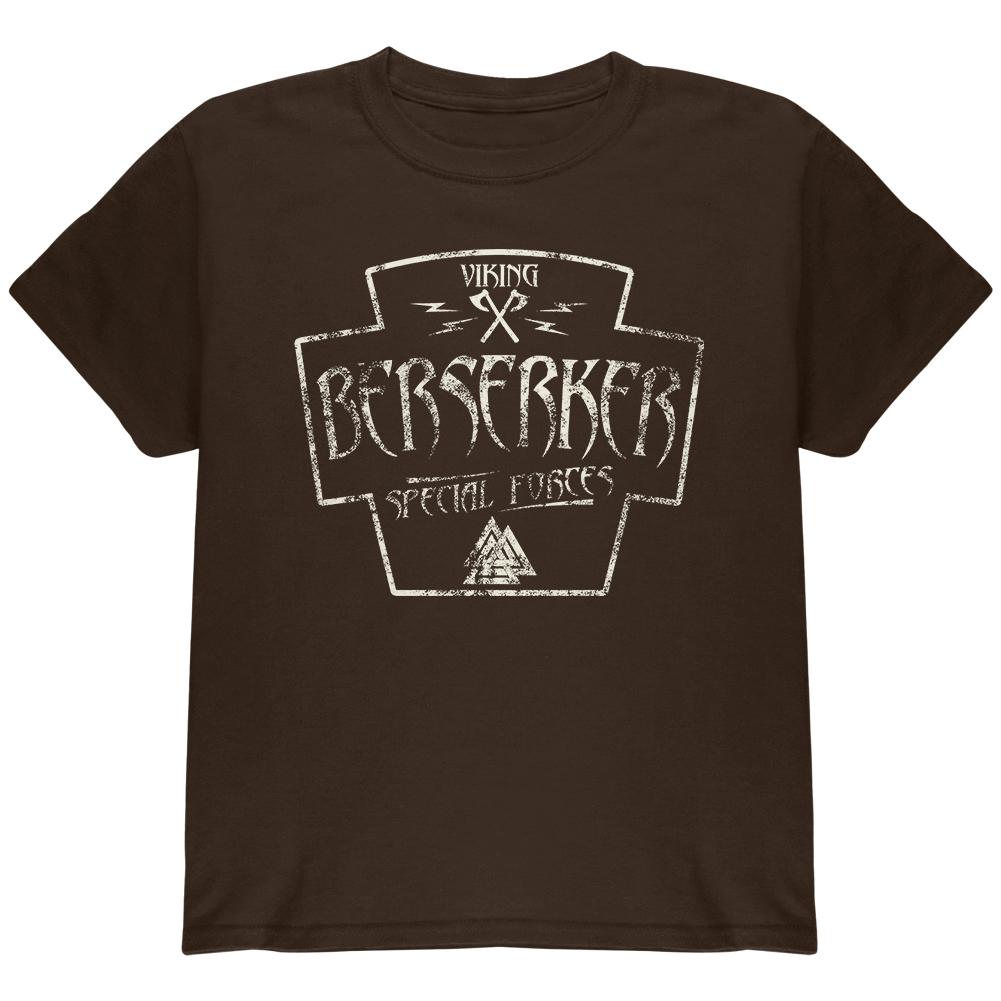 Berserker Viking Special Forces Retro Vintage Youth T Shirt Youth T-Shirts Old Glory LG Brown 