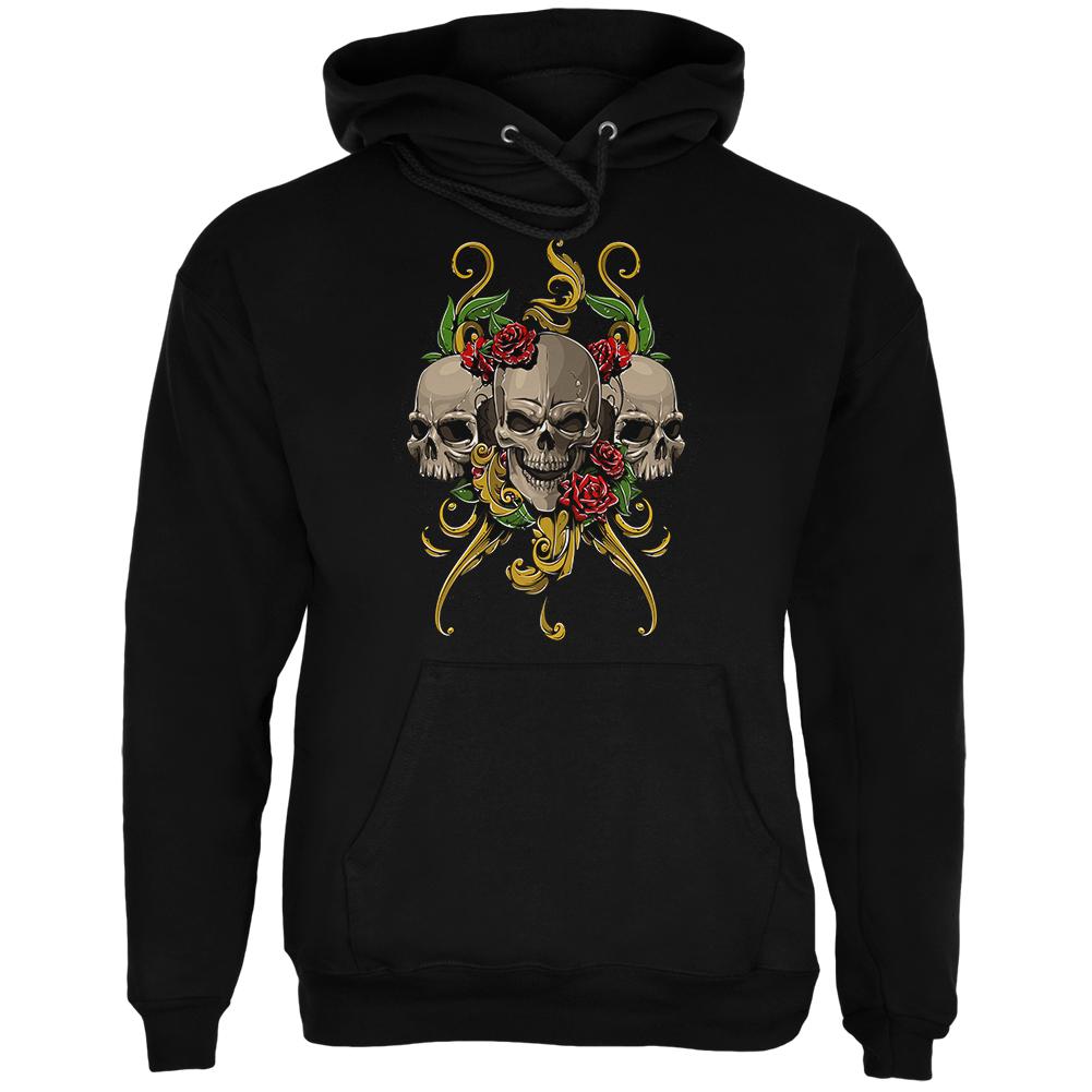 Skulls and Roses Mens Hoodie Men's Hoodies Old Glory 2XL Black 