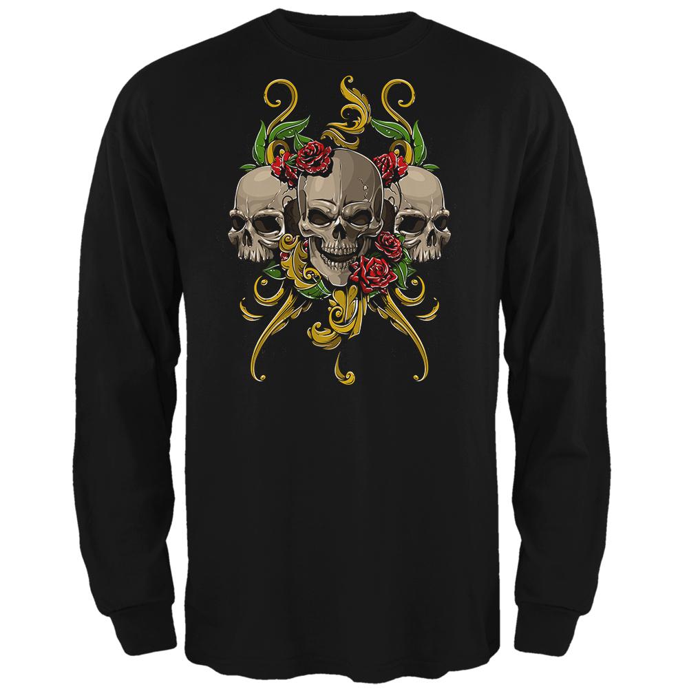 Skulls and Roses Mens Long Sleeve T Shirt Men's Long Sleeves Old Glory 2XL Black 