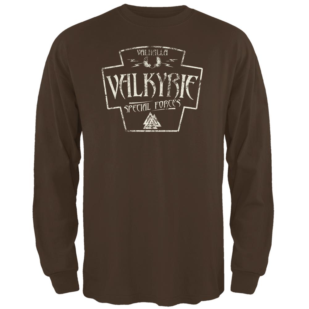 Valkyrie Valhalla Special Forces Retro Vintage Mens Long Sleeve T Shirt Men's Long Sleeves Old Glory 2XL Brown 