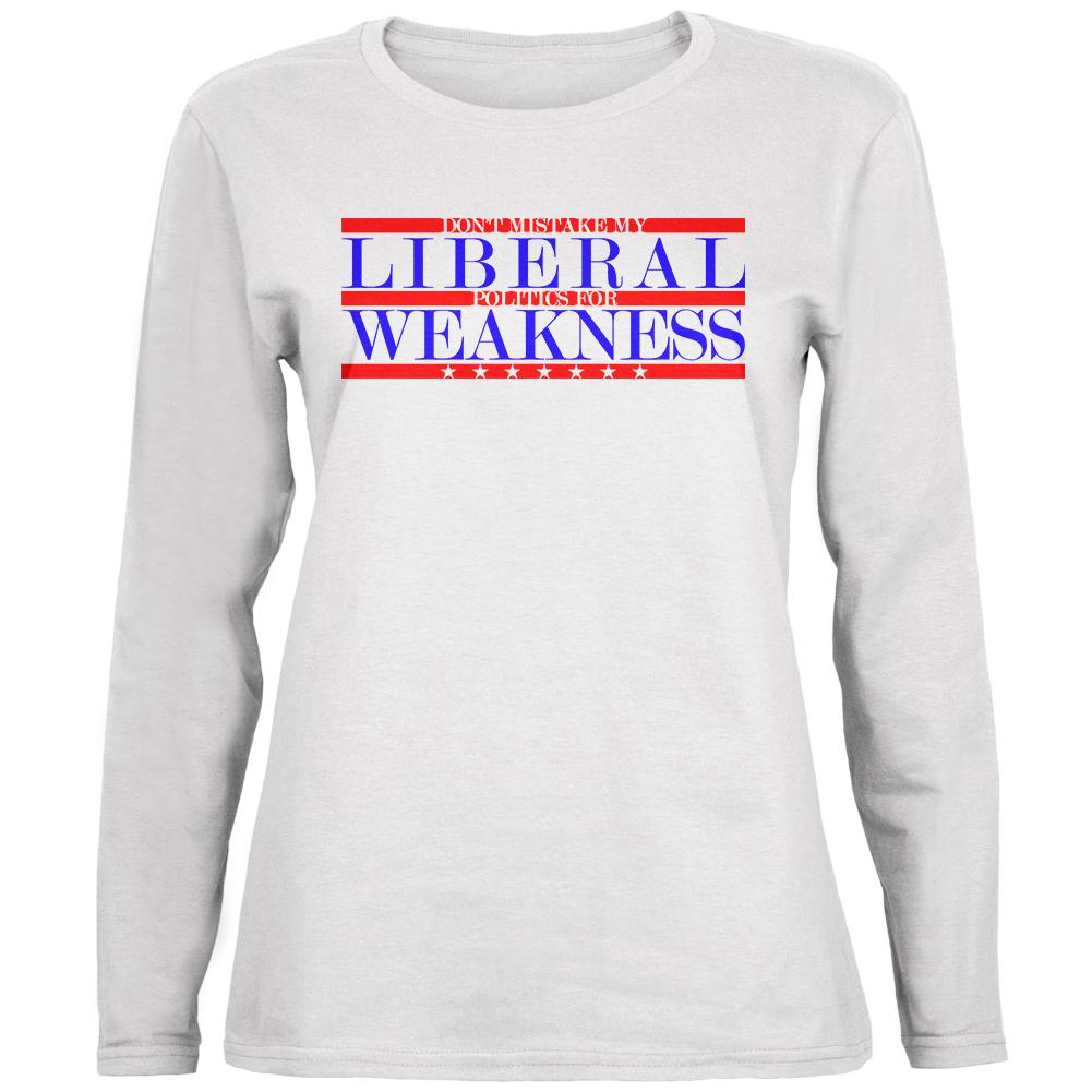 Don't Mistake Liberals for Weak Ladies' Relaxed Jersey Long-Sleeve Tee Women's Long Sleeves Old Glory 2XL White 