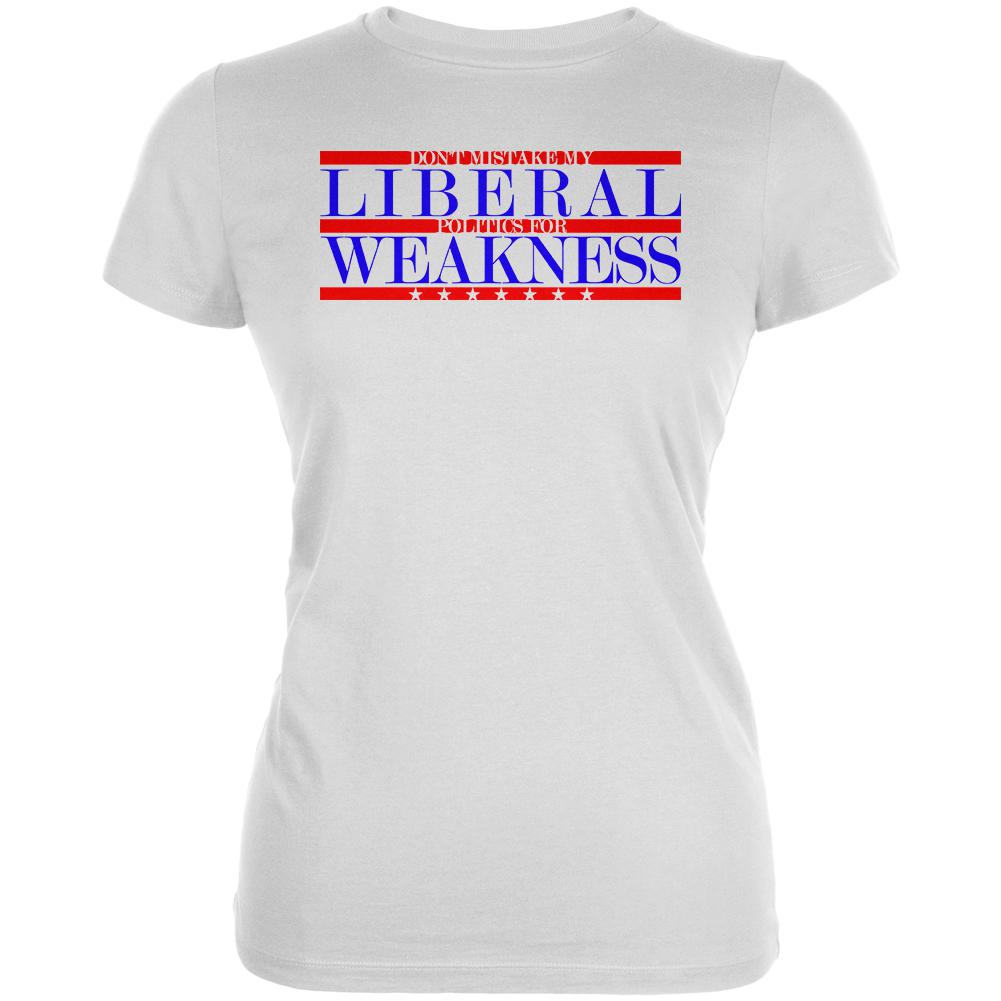 Don't Mistake Liberals for Weak Juniors Soft T Shirt Juniors T-Shirts Old Glory 2XL White 