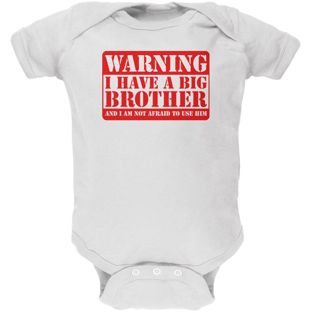 Warning Big Brother Soft Baby One Piece Baby One Piece Old Glory 0-3M White 