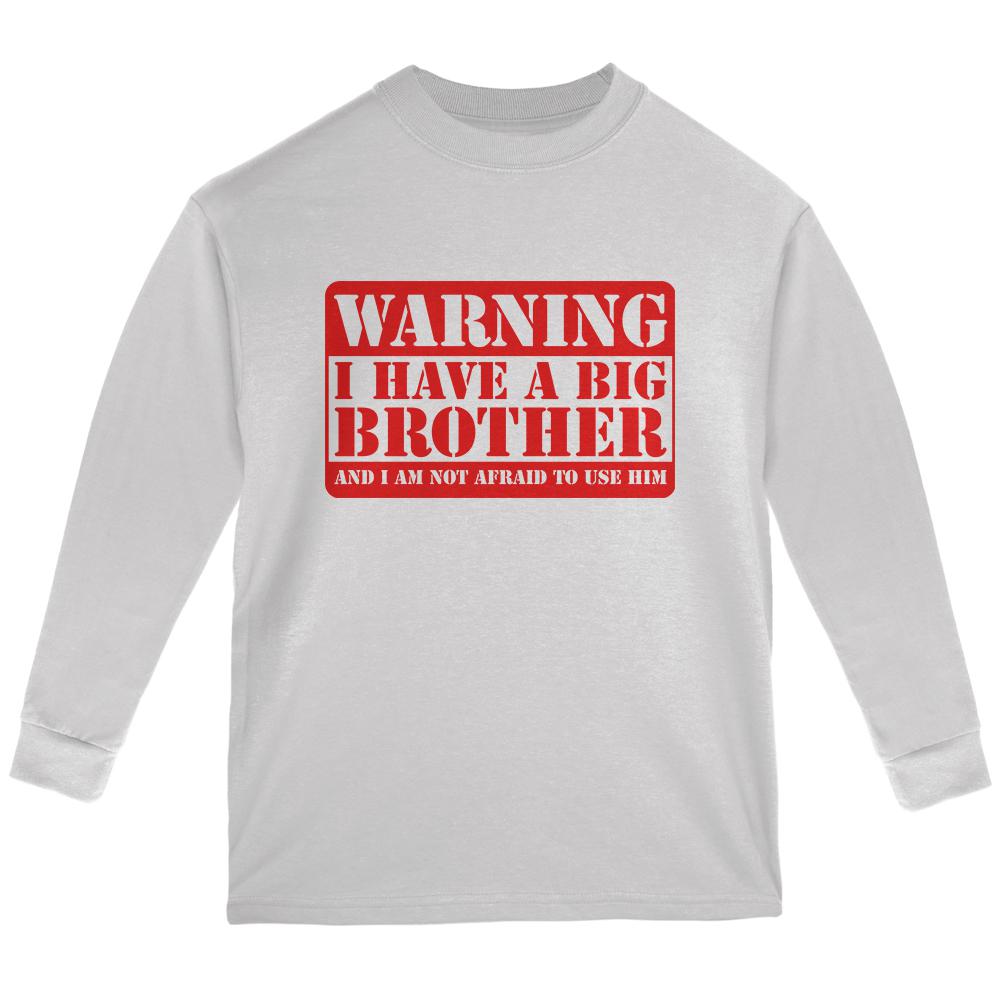 Warning Big Brother Youth Long Sleeve T Shirt Men's Long Sleeves Old Glory LG White 