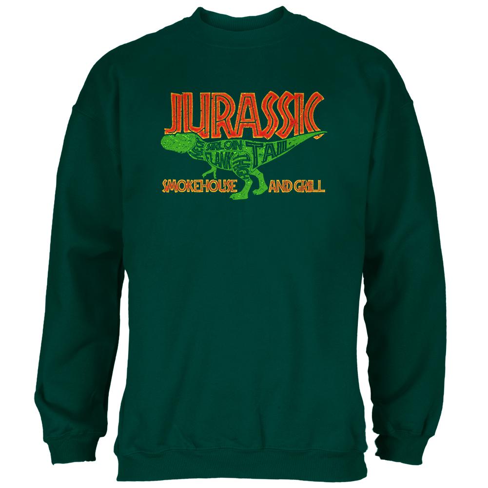 Jurassic Smokehouse and Grill Mens Sweatshirt Men's Sweatshirts Old Glory 2XL Forest Green 