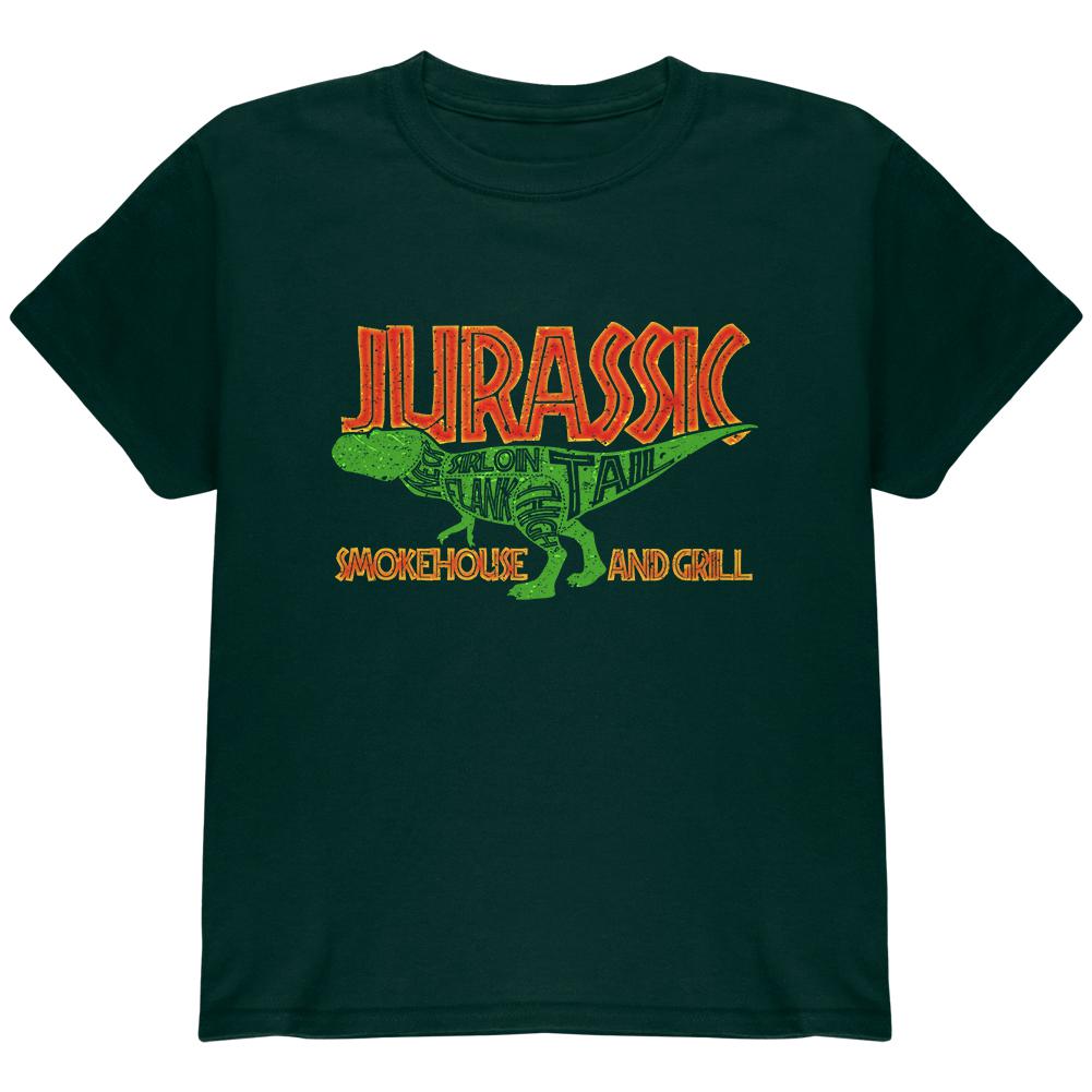 Jurassic Smokehouse and Grill Youth T Shirt Youth T-Shirts Old Glory LG Forest Green 