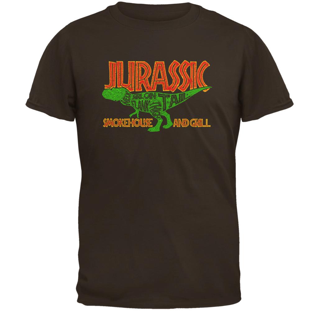 Jurassic Smokehouse and Grill Mens T Shirt Men's T-Shirts Old Glory 2XL Brown 