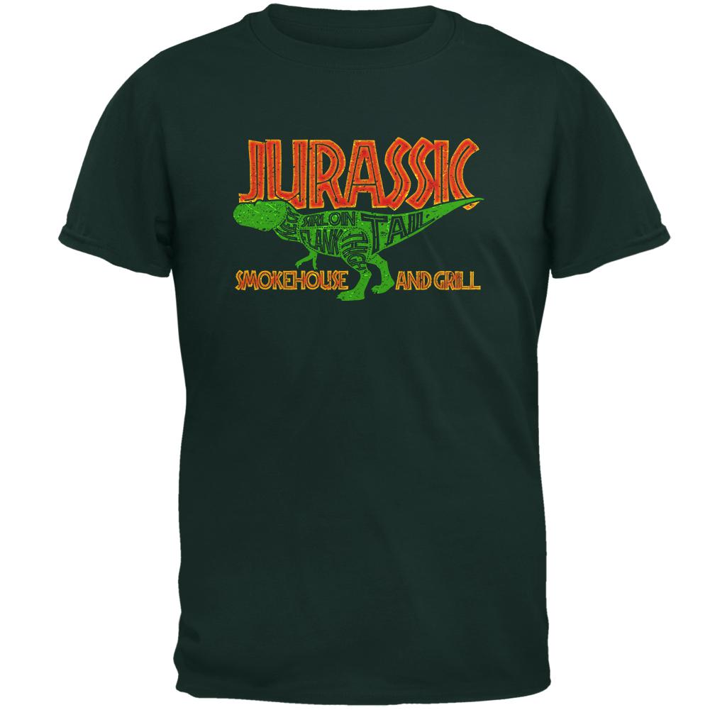 Jurassic Smokehouse and Grill Mens T Shirt Men's T-Shirts Old Glory 2XL Forest Green 