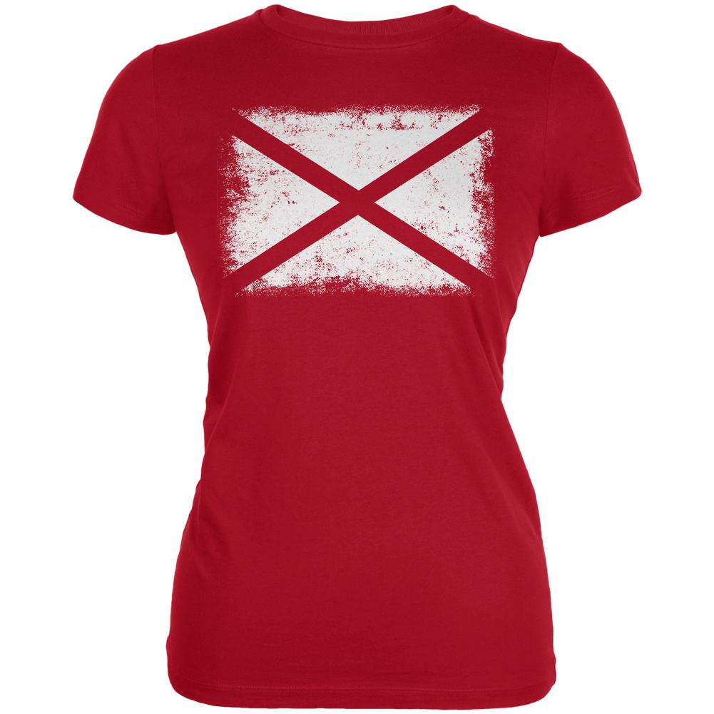 Born and Raised Alabama State Flag Juniors Soft T Shirt Juniors T-Shirts Old Glory 2XL Red 