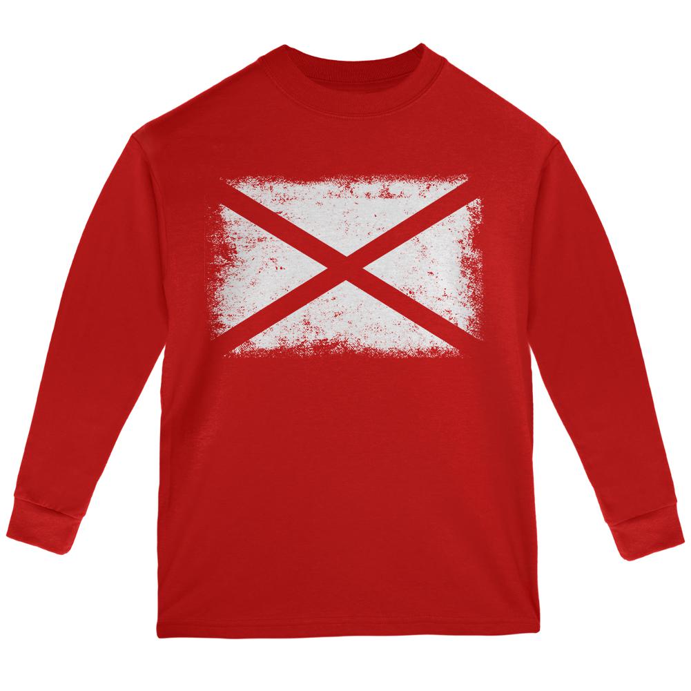 Born and Raised Alabama State Flag Youth Long Sleeve T Shirt Youth Long Sleeves Old Glory LG Red 