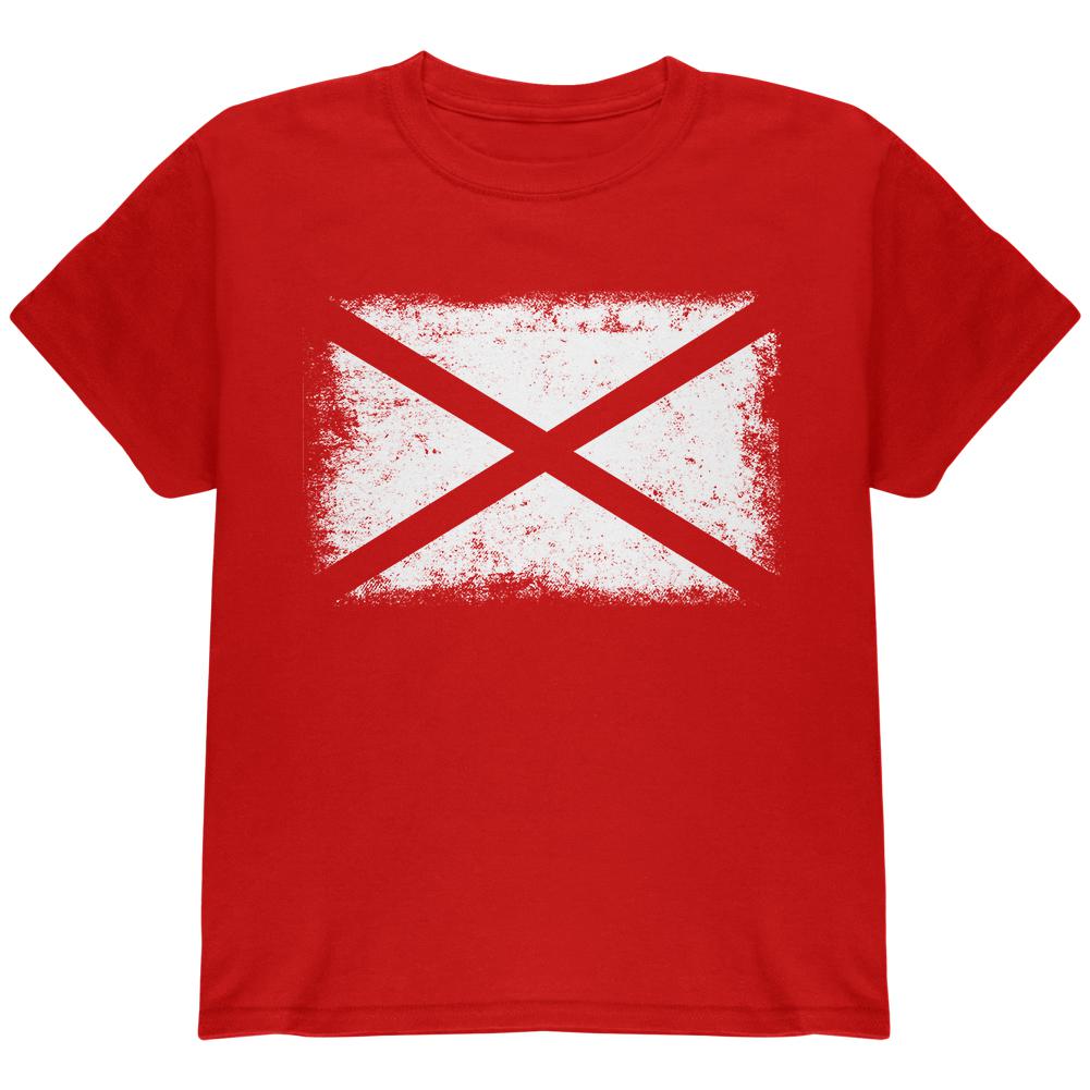 Born and Raised Alabama State Flag Youth T Shirt Youth T-Shirts Old Glory LG Red 