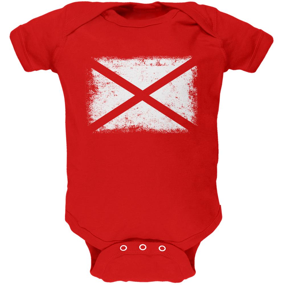 Born and Raised Alabama State Flag Soft Baby One Piece Baby One Piece Old Glory 0-3M Red 