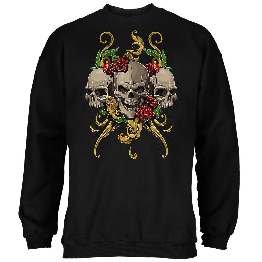 Skulls and Roses Mens Sweatshirt Men's Sweatshirts Old Glory 2XL Black 