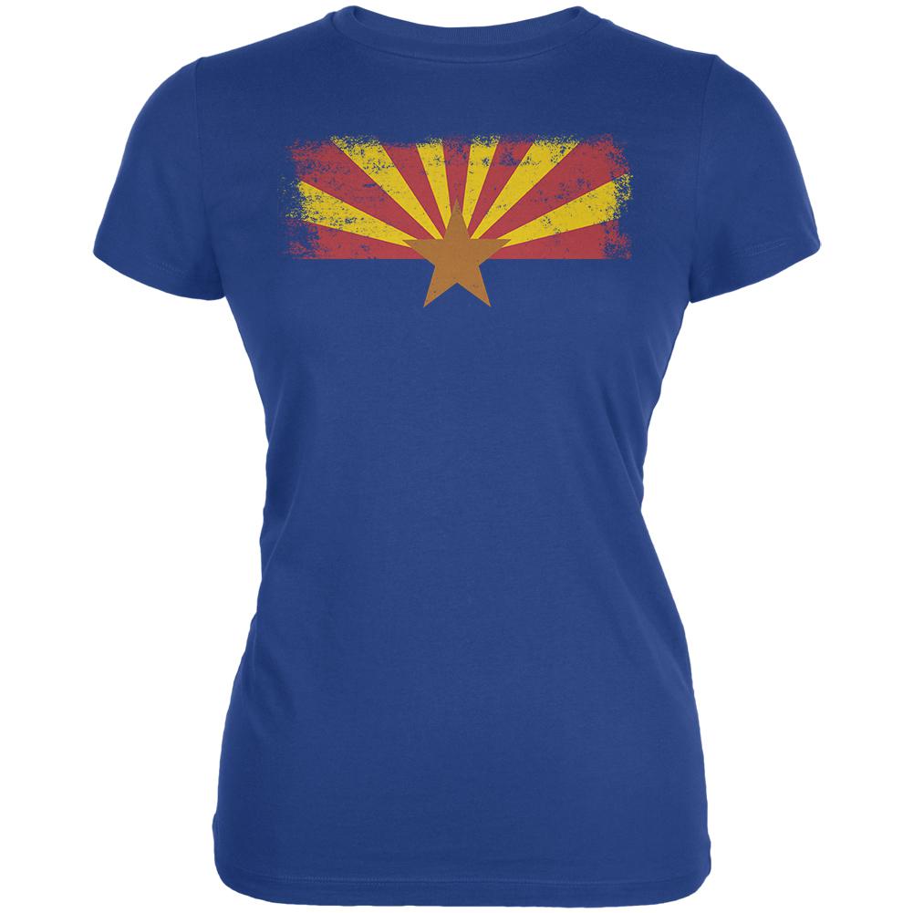 Born and Raised Arizona State Flag Juniors Soft T Shirt Juniors T-Shirts Old Glory 2XL Royal 