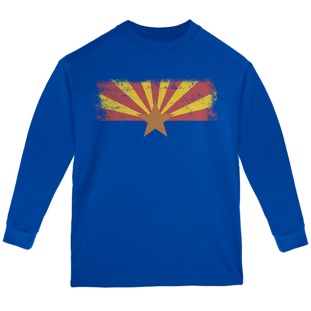 Born and Raised Arizona State Flag Youth Long Sleeve T Shirt Youth Long Sleeves Old Glory LG Royal 