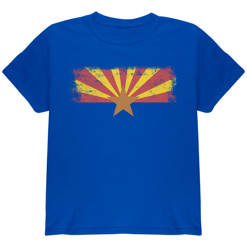 Born and Raised Arizona State Flag Youth T Shirt Youth T-Shirts Old Glory LG Royal 