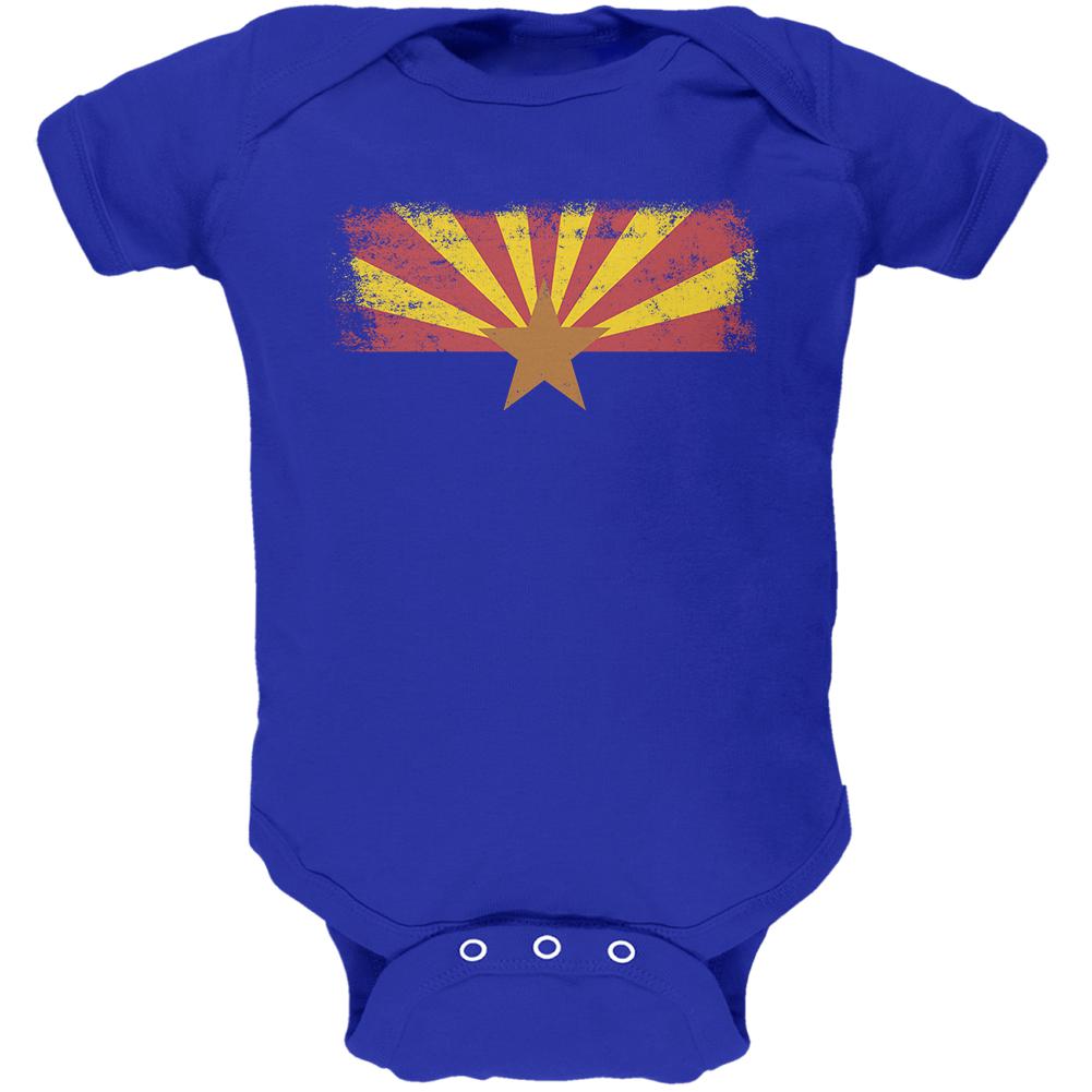 Born and Raised Arizona State Flag Soft Baby One Piece Baby One Piece Old Glory 0-3M Royal 