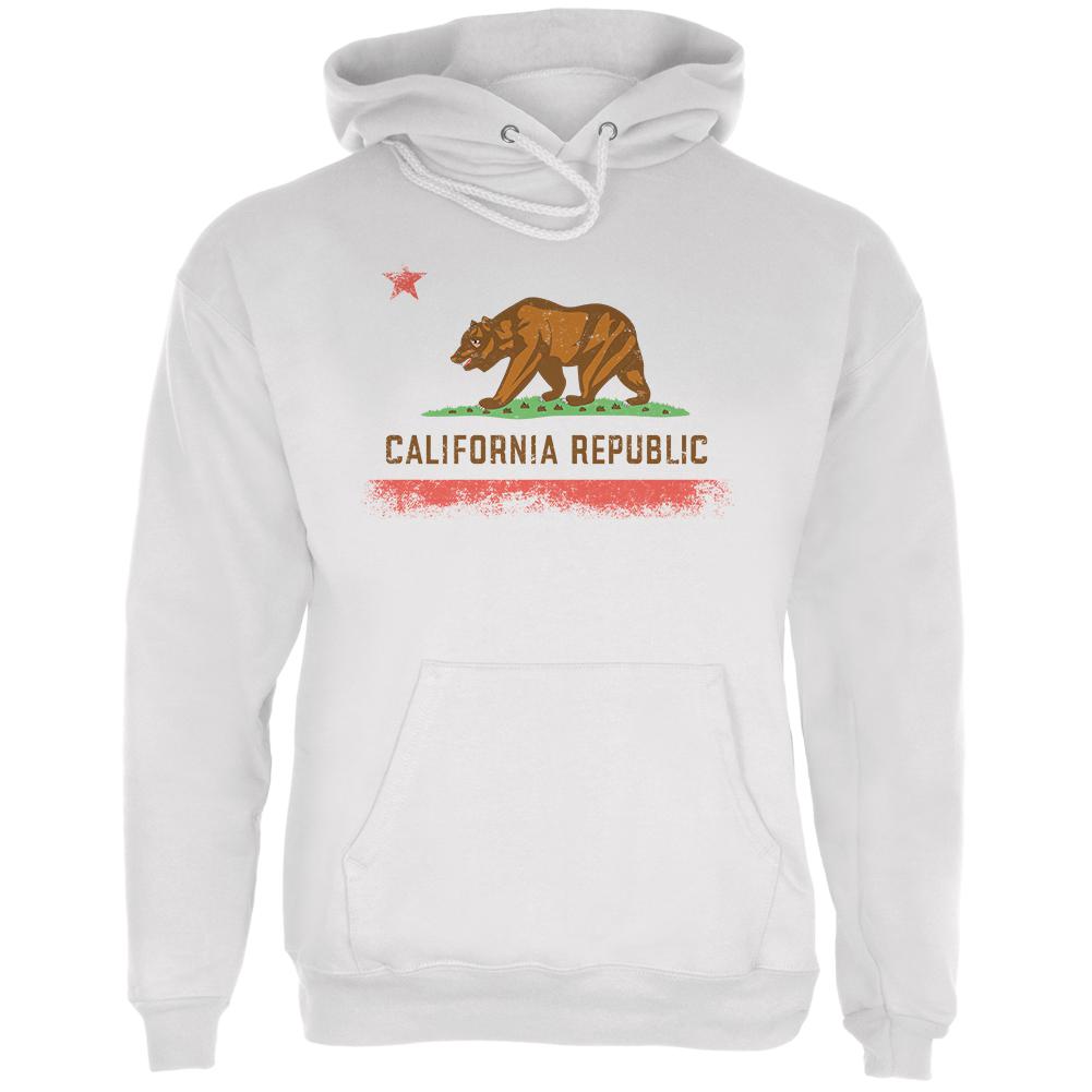 Born and Raised California State Flag Mens Hoodie Men's Hoodies Old Glory LG White 