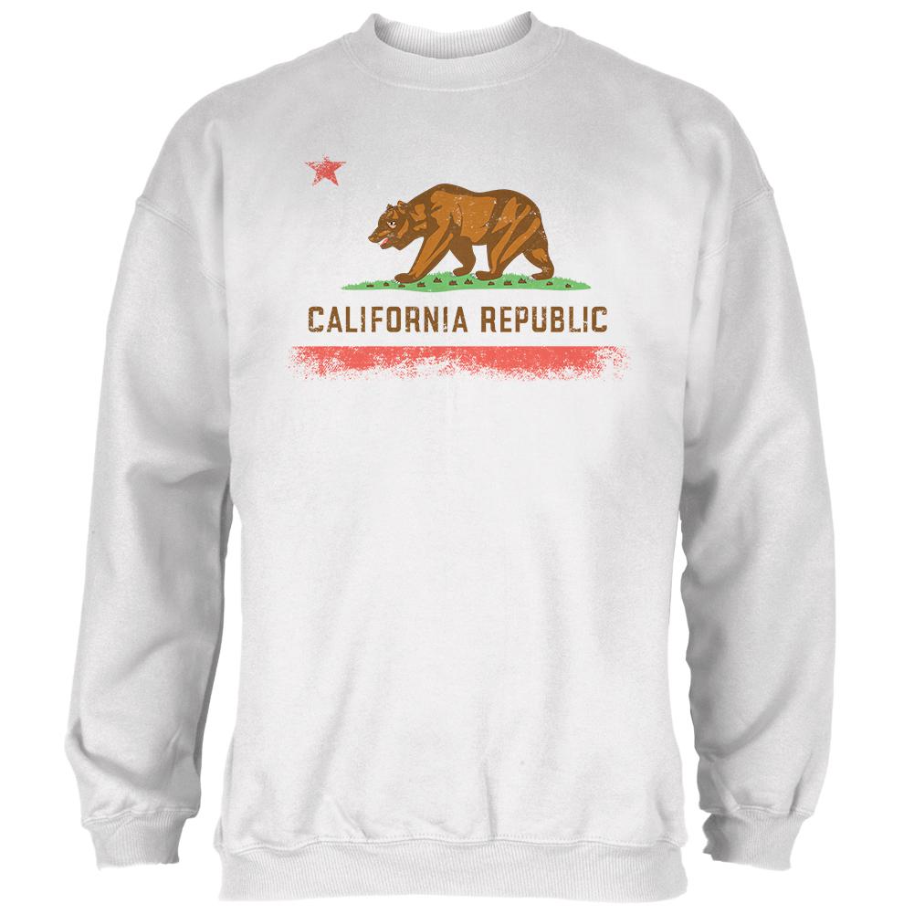 Born and Raised California State Flag Mens Sweatshirt Men's Sweatshirts Old Glory 2XL White 