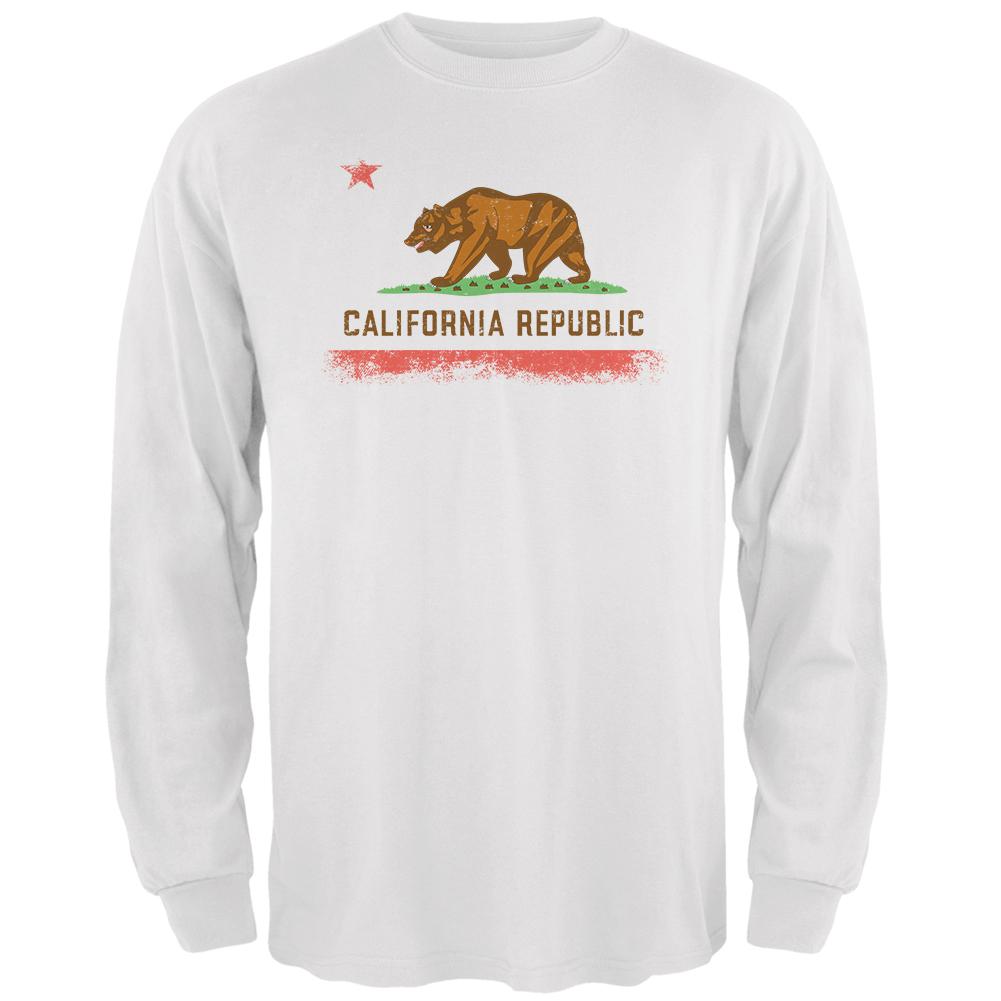 Born and Raised California State Flag Mens Long Sleeve T Shirt Men's Long Sleeves Old Glory 2XL White 