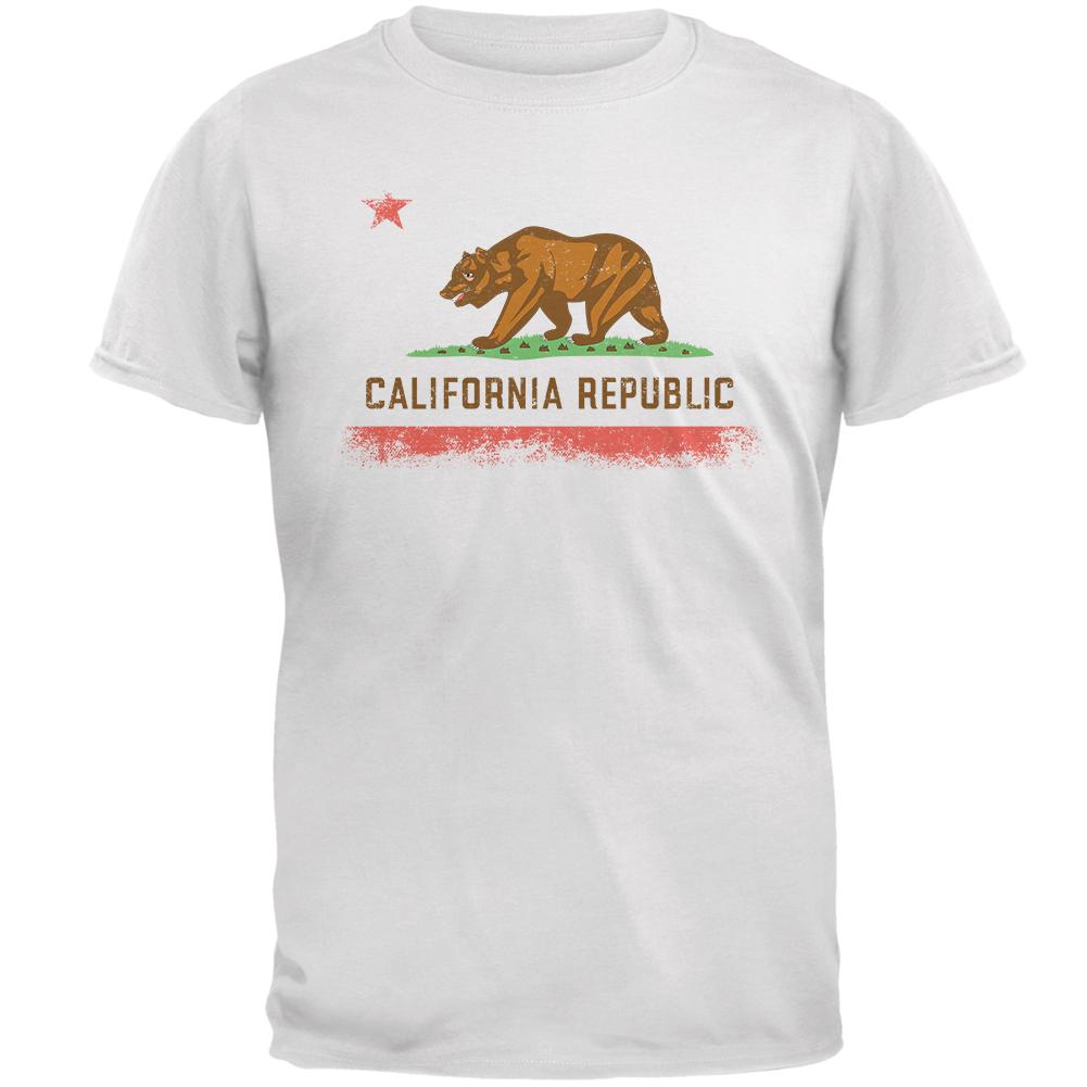 Born and Raised California State Flag Mens T Shirt Men's T-Shirts Old Glory 2XL White 