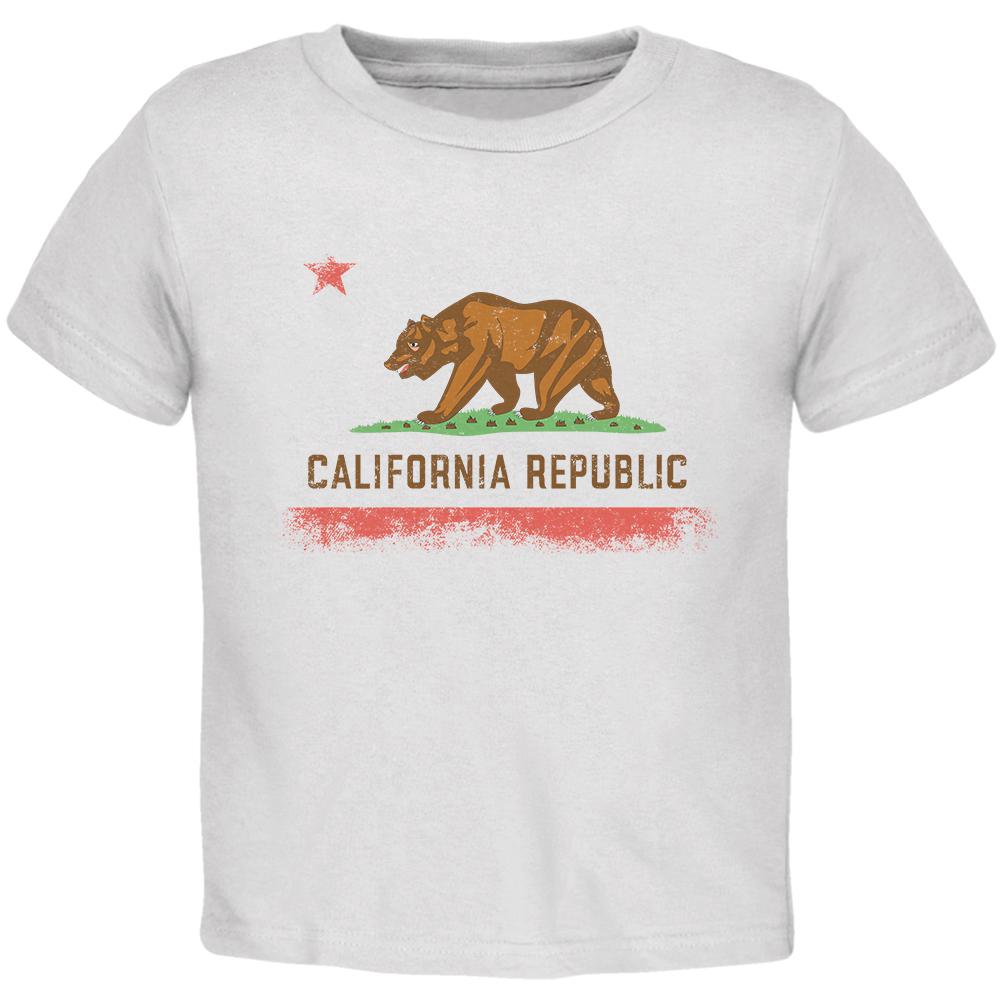 Born and Raised California State Flag Toddler T Shirt Toddler T-Shirts Old Glory 2T White 