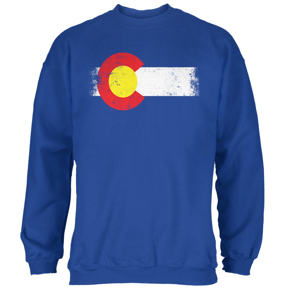 Born and Raised Colorado State Flag Mens Sweatshirt Men's Sweatshirts Old Glory 2XL Royal 